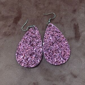 Pink Glitter Earrings
